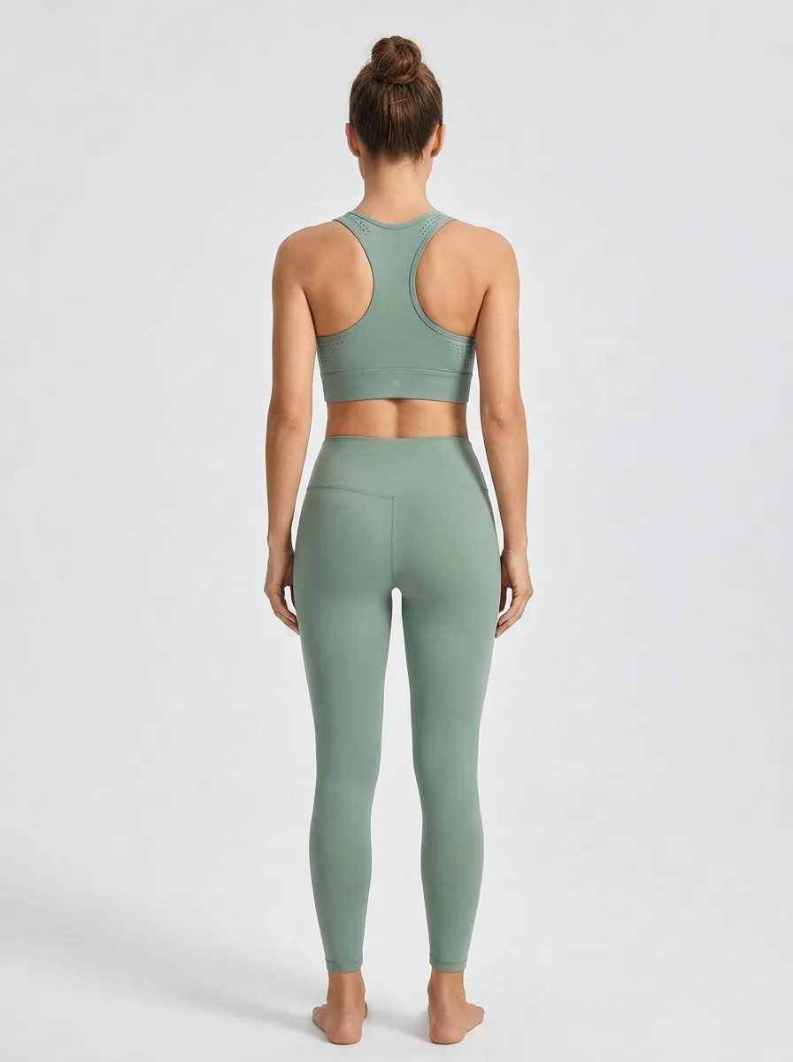 Racerback Laser-Cut Detail Scoop Neck Ribbed Texture Women's Sports Bra