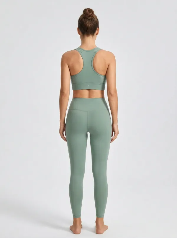 Racerback Laser-Cut Detail Scoop Neck Ribbed Texture Women's Sports Bra