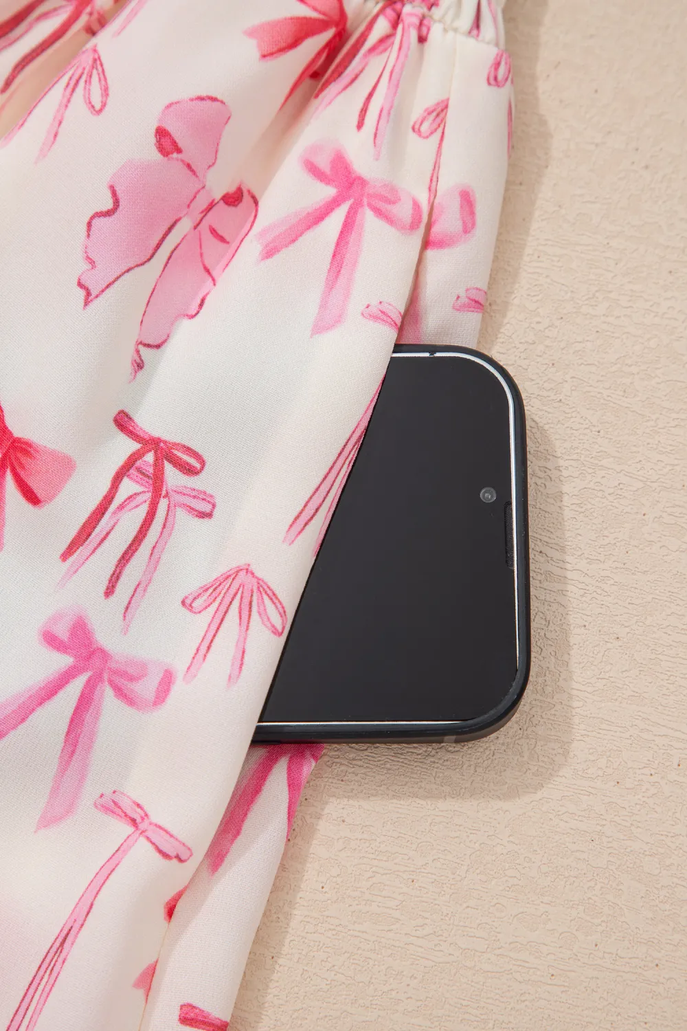 Pink Zip Front Bow Mini Dress