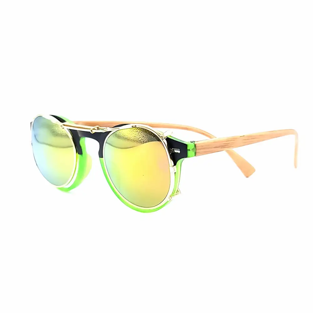44mm Round Mirrored Clip-On Sunglasses