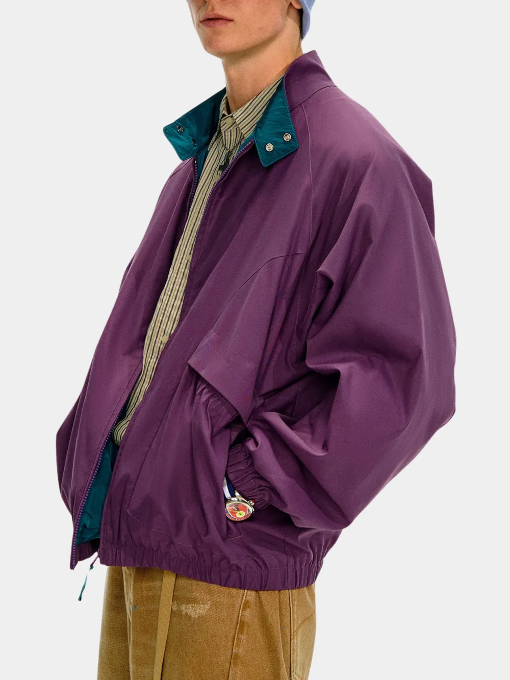 Wind Resistant Stand Collar Color Block Outdoor Utility Jacket
