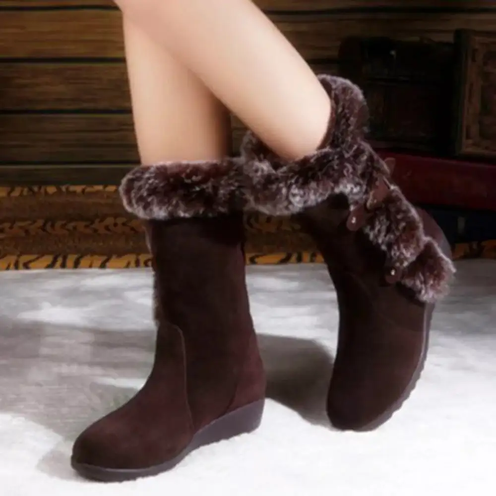 Fur Trim Round Toe Boots
