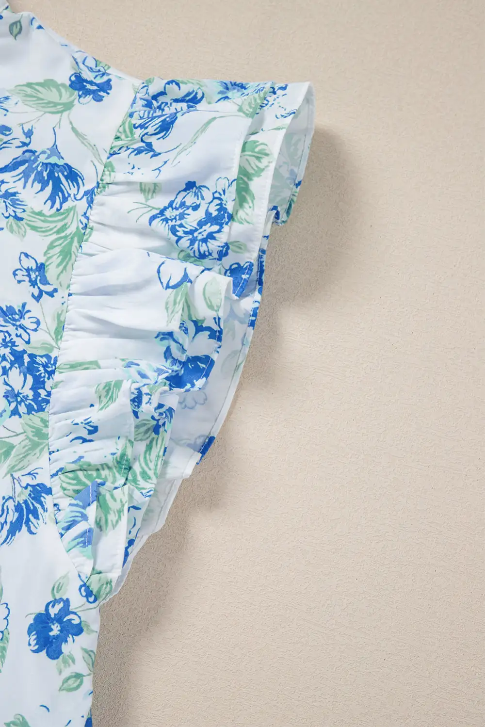 Floral Ruffled Button Front Shirt Blouse