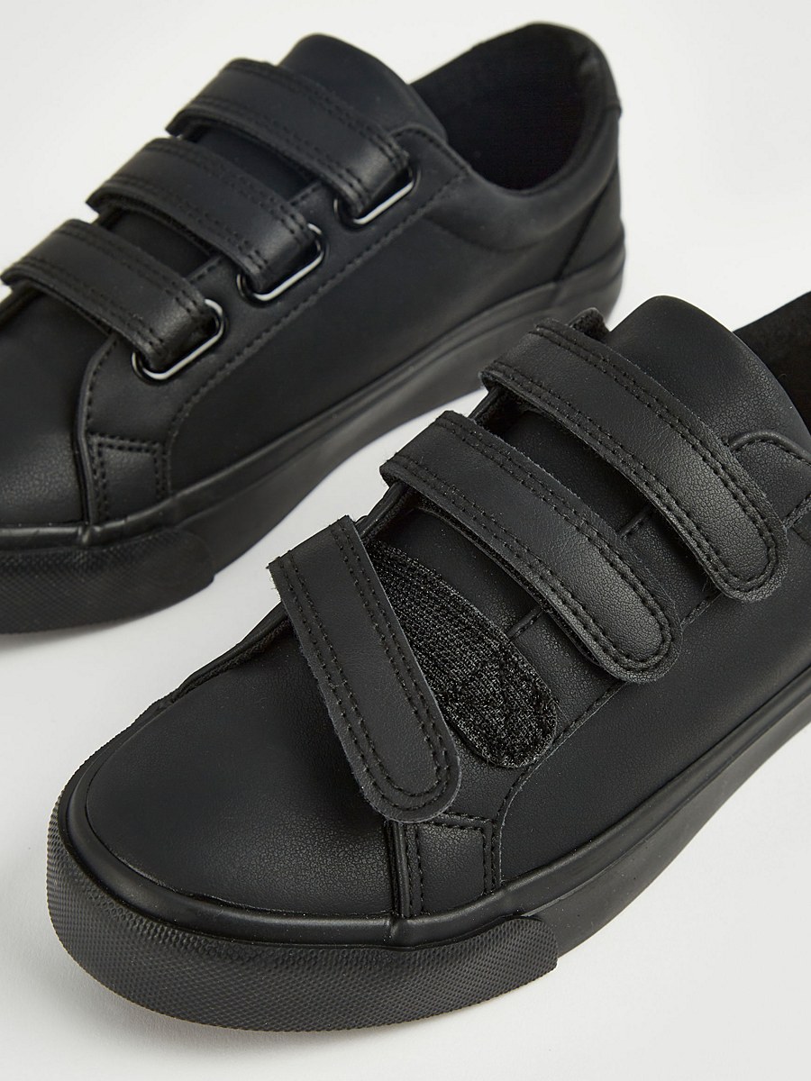 Black Triple Strap School Shoes detail 1