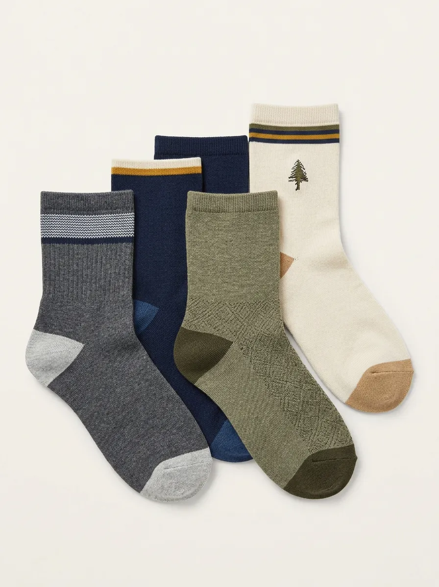 Modern Nature-Inspired Printed Profile Men's Four Pair Socks