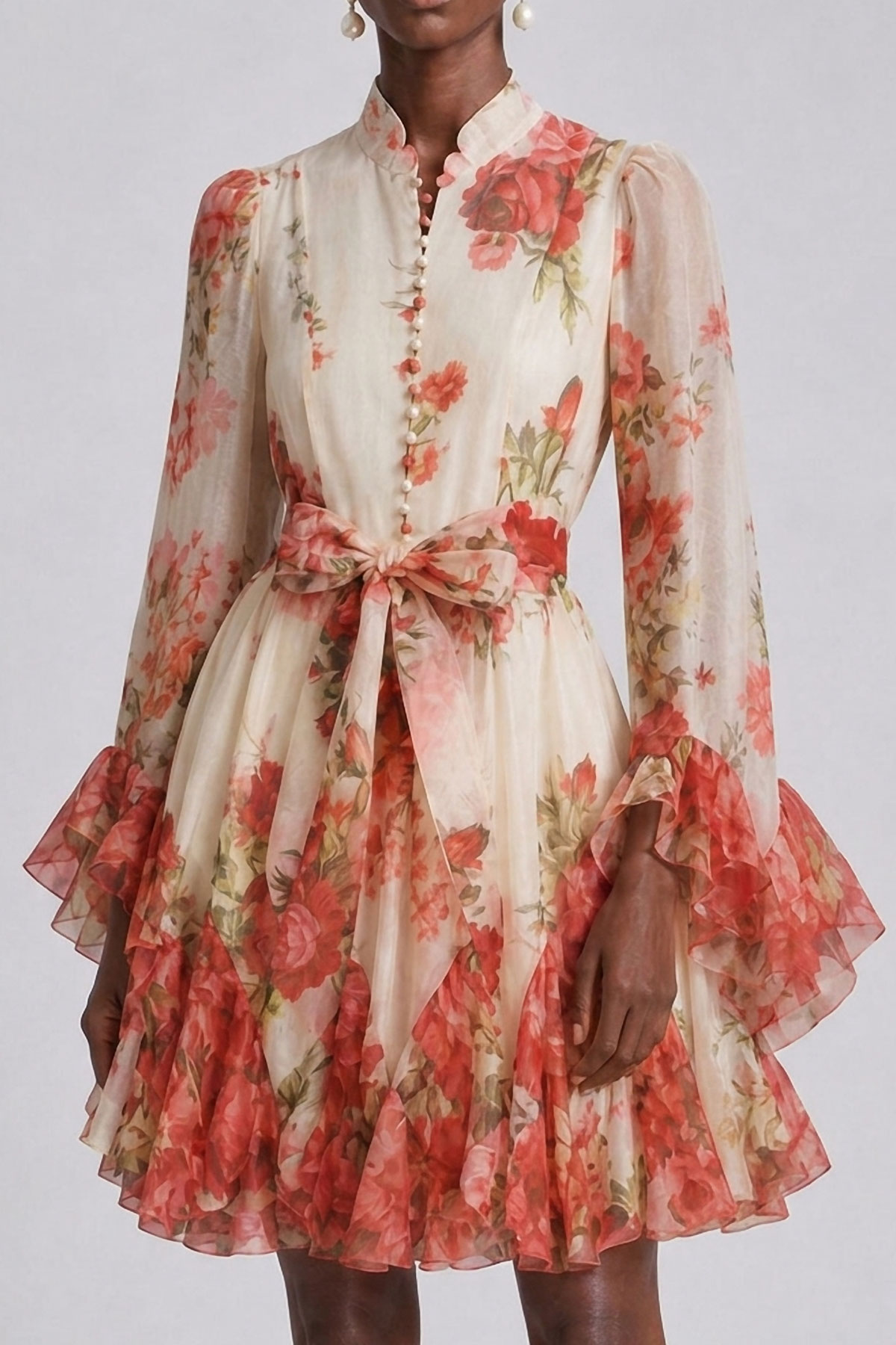 Modern Floral Midi Dress