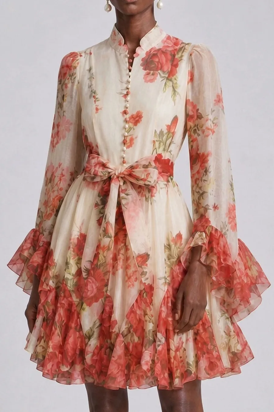 Modern Floral Midi Dress