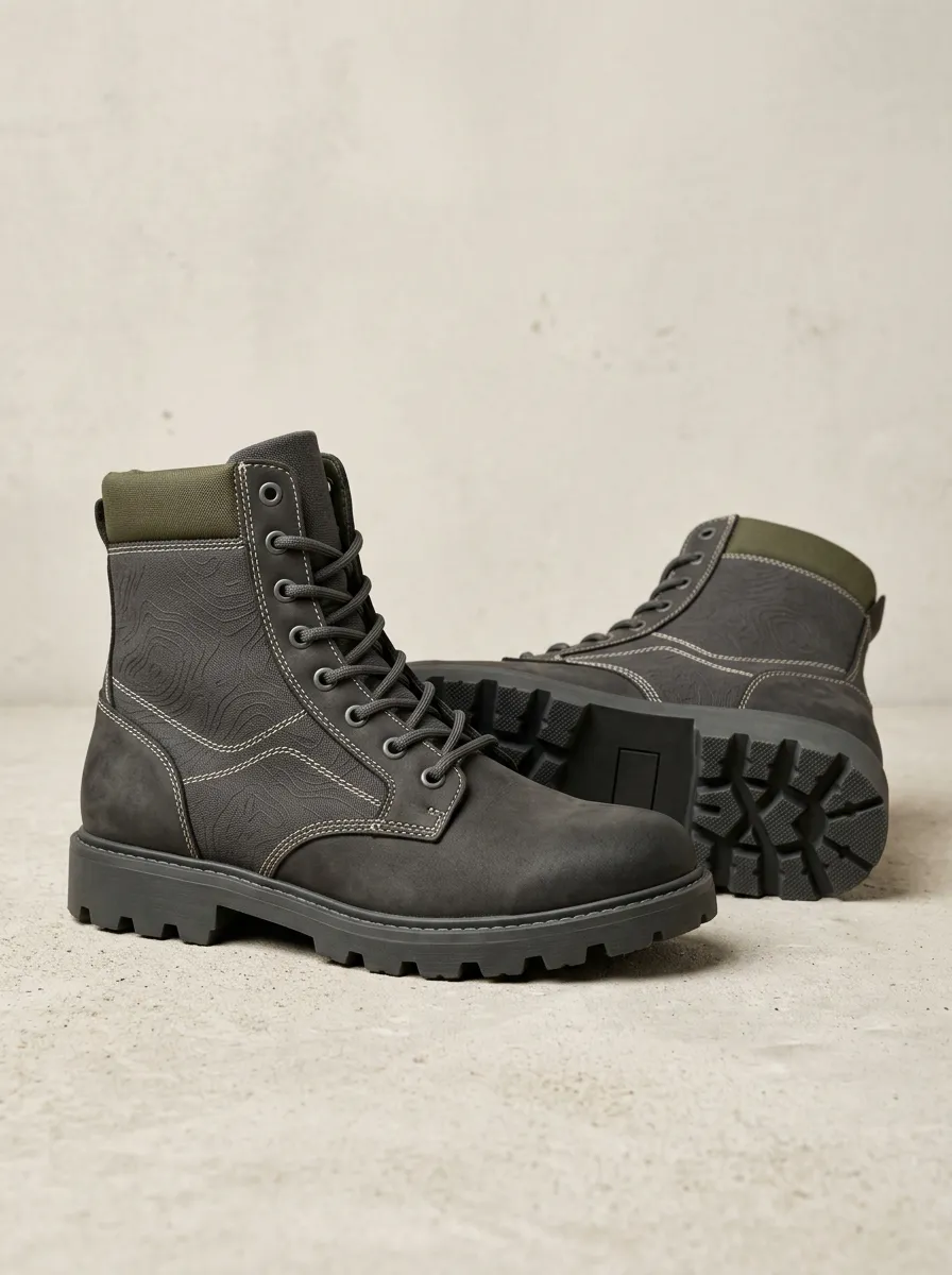 Unisex Contemporary Outdoor Lover Topographic Map Print Work Boots