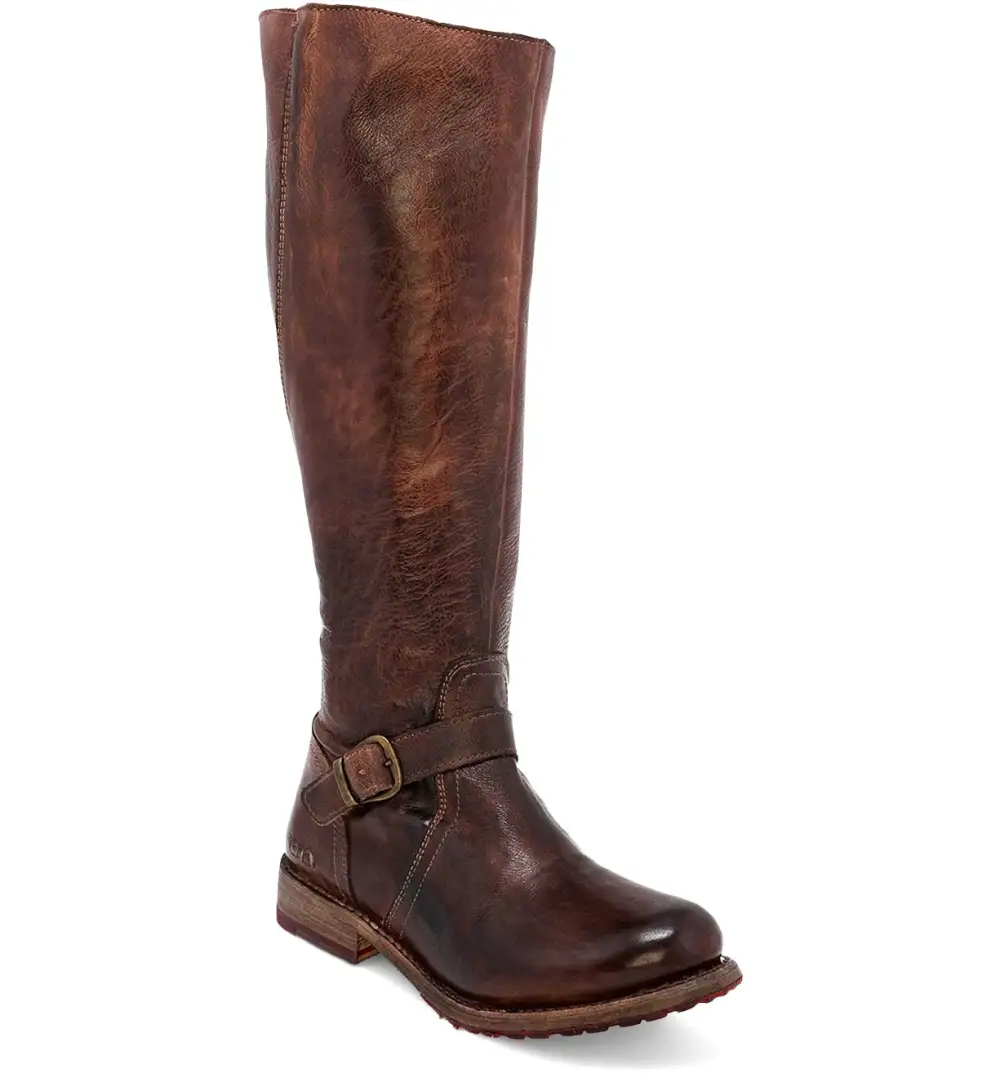 Buckled Layered Wide-Calf Tall Boots