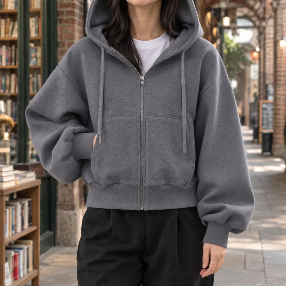 Cropped Soft-Touch Hoodie