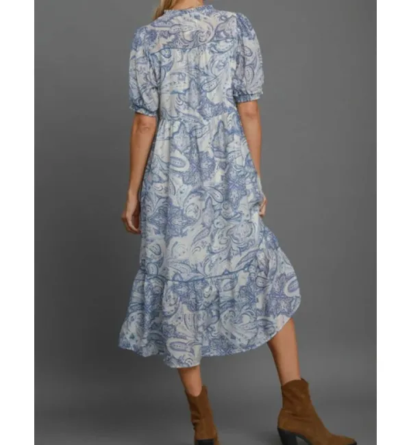 Full Size Puff Short Sleeve Midi Dress Plus Size