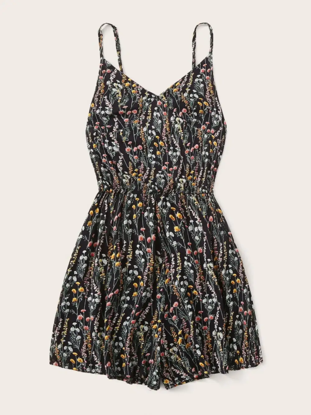 Printed Strap V Neck Romper