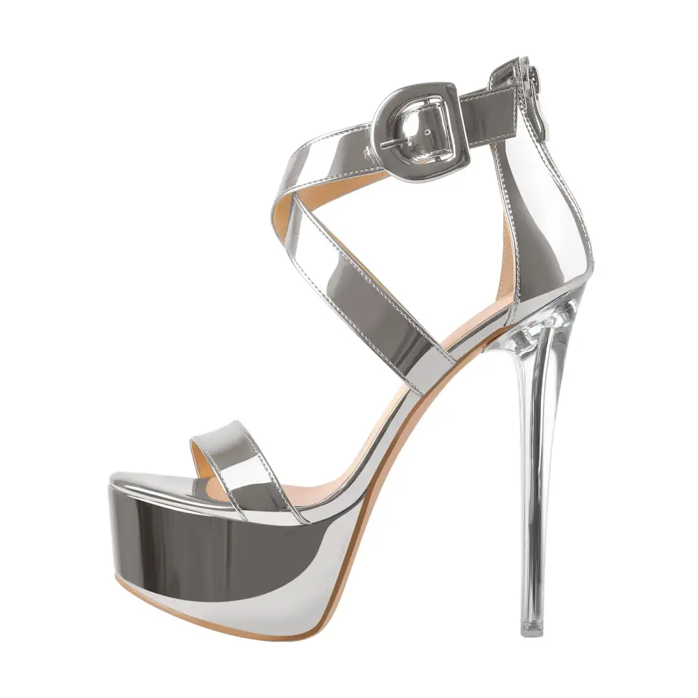Platform Stiletto Ankle Zipper Crisscross Sandals