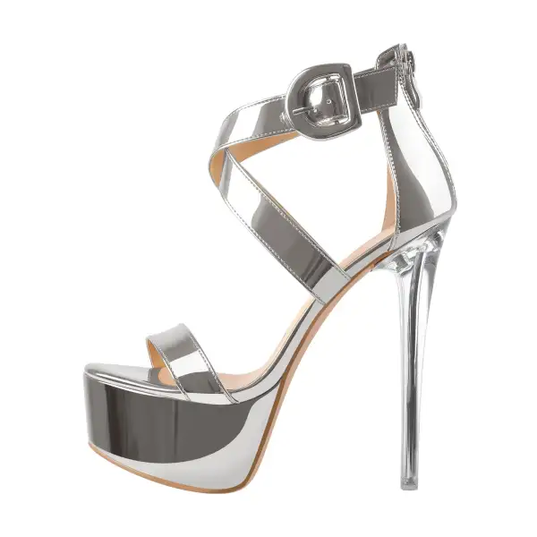 Platform Stiletto Ankle Zipper Crisscross Sandals