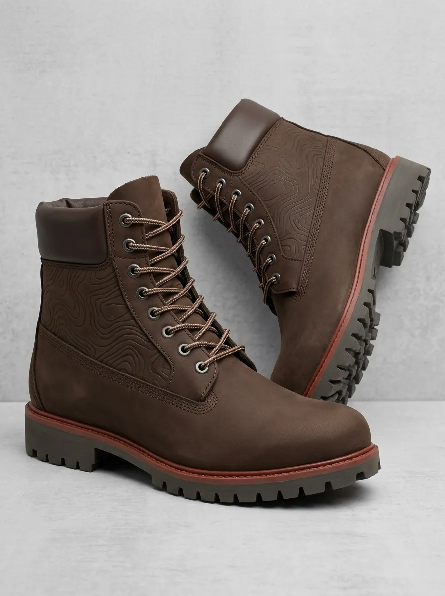 Unisex Modern Outdoor Lover Topographic Map Print Work Boots