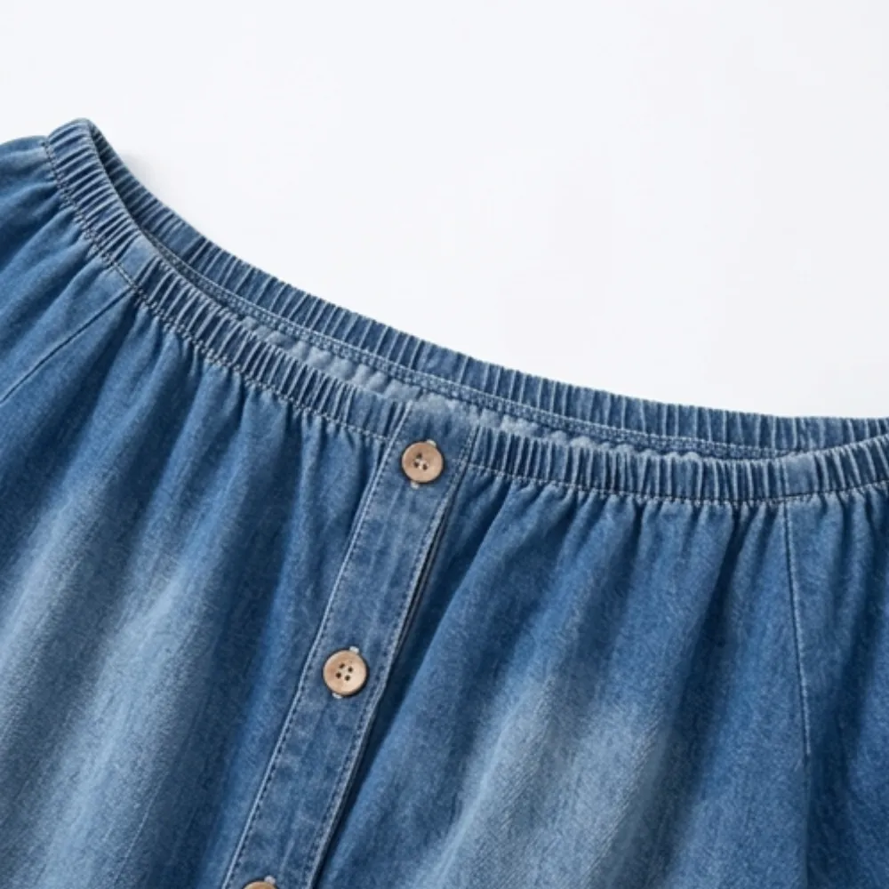 Off Shoulder Denim Jumpsuit