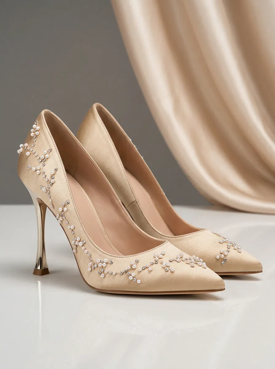 Rhinestone Pearl Floral Bridal-Inspired Women's Formal High Heels