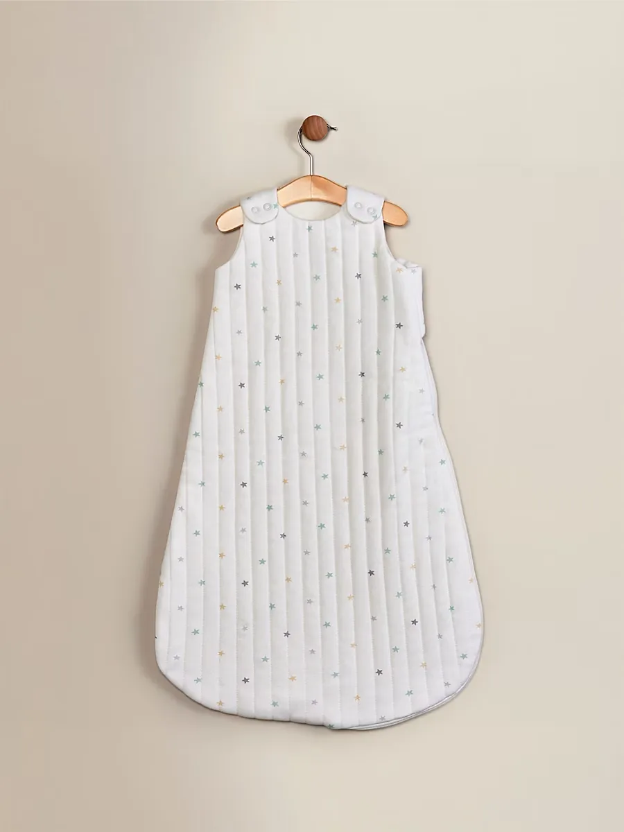 Cream Star Quilted Jersey Cotton Sleeping Bag - 2.5 Tog