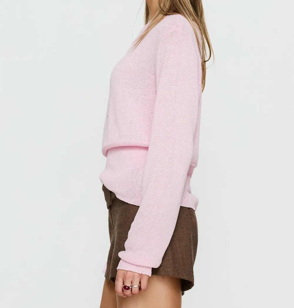 Pink Off-Shoulder Knit Sweater