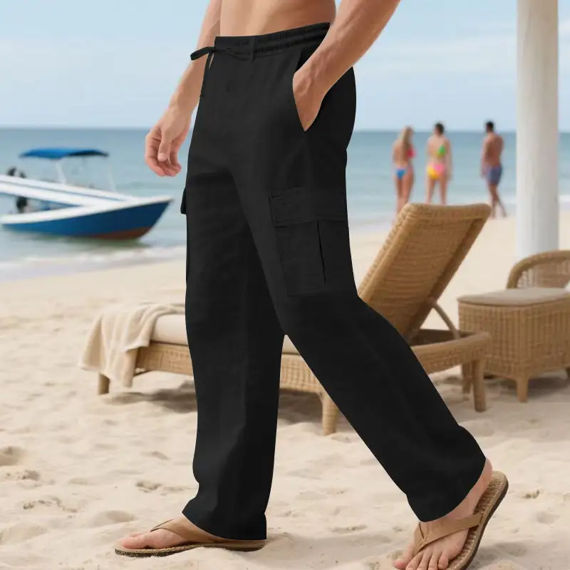 Men's Loose Cargo Pants Waistband Adjustable Cargo Pants