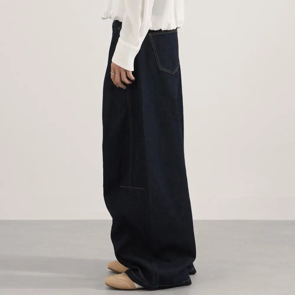 Wide Leg High Waist Patchwork Denim Jeans