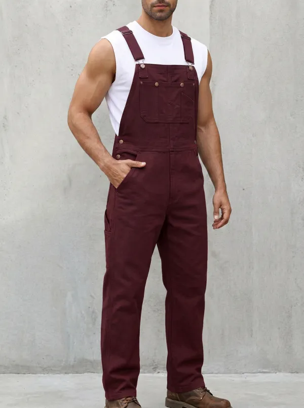 Men's Casual Workwear Navy Blue Denim Bib Overalls