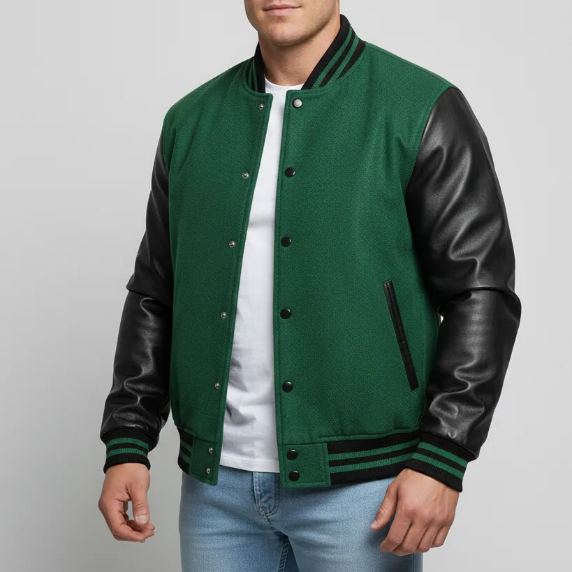 Bold Panel Wool Letterman Jacket