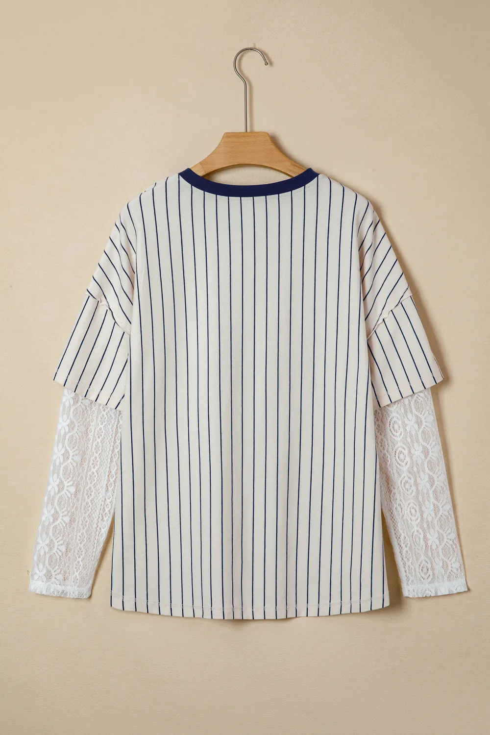 Blue Stripe Angel Graphic Lace Top
