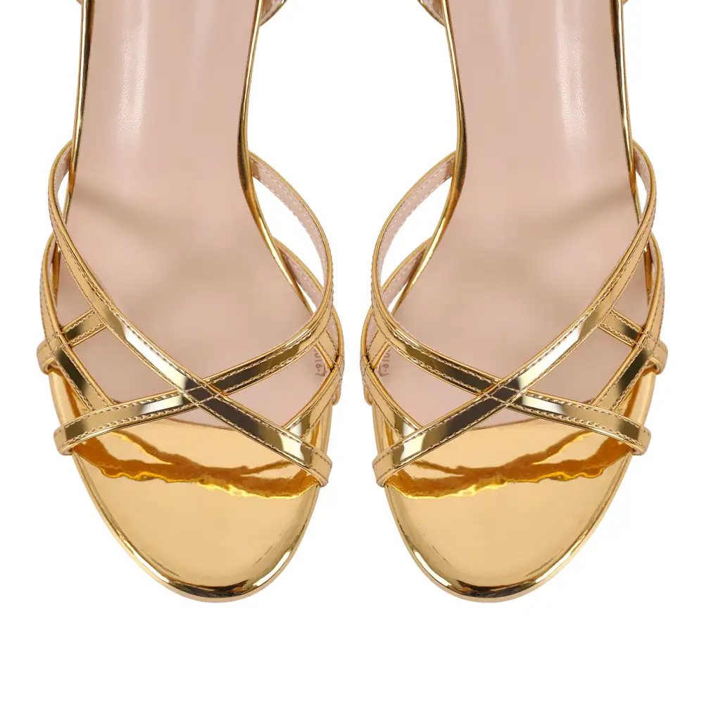Round Toe Ankle Strap Stiletto Sandals