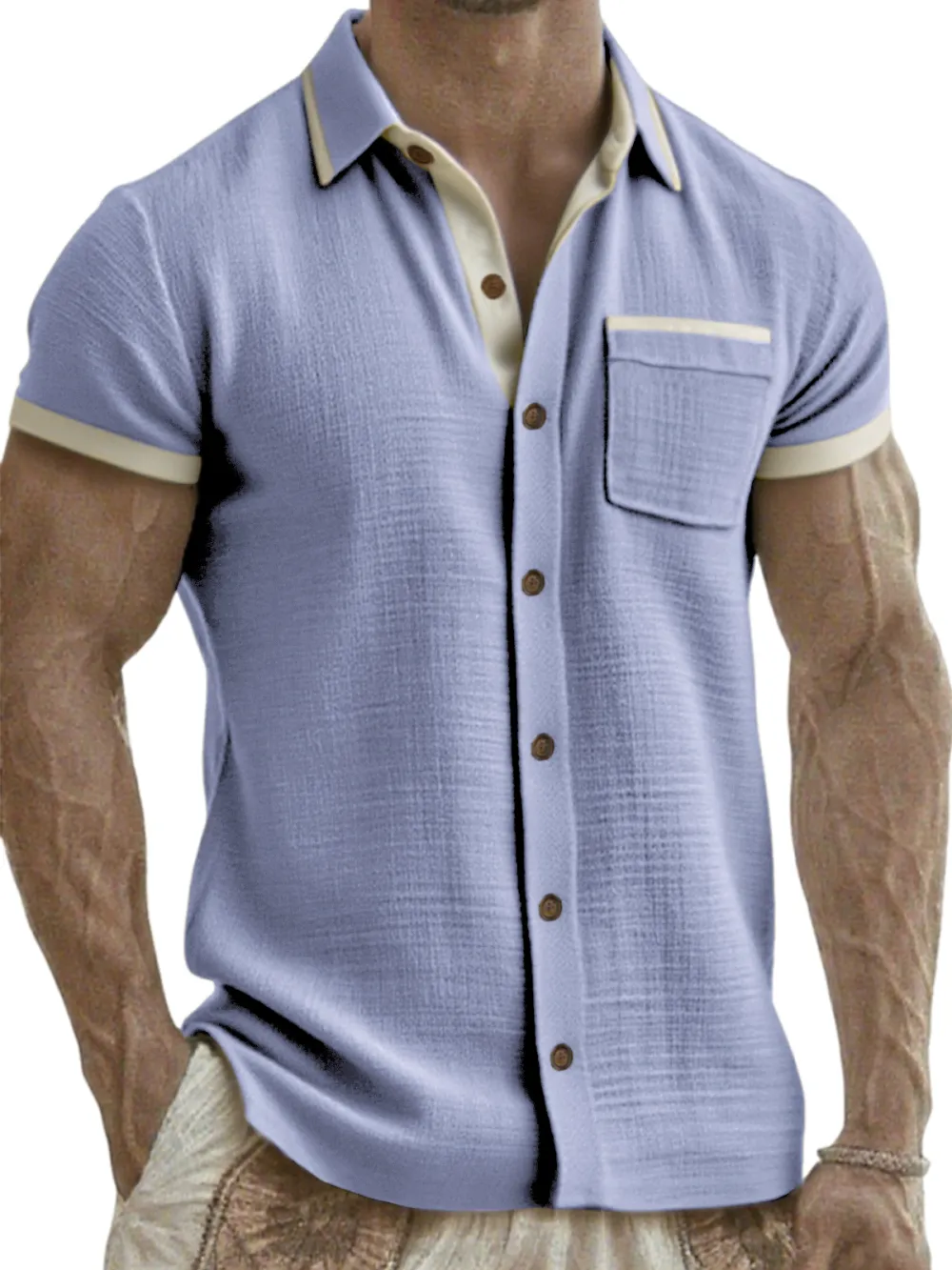 Linen Blend Pocket Shirt
