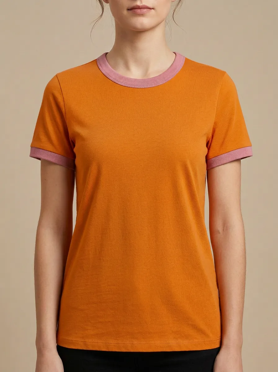 Women's Clean-Finish Crewneck Ringer T-Shirt