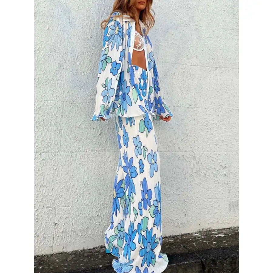 Easy Printed Button Up Shirt and Pants Set
