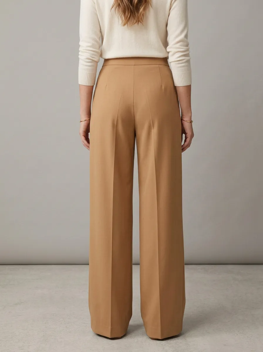 Women's High-Waisted Pleated Wide-Leg Trousers