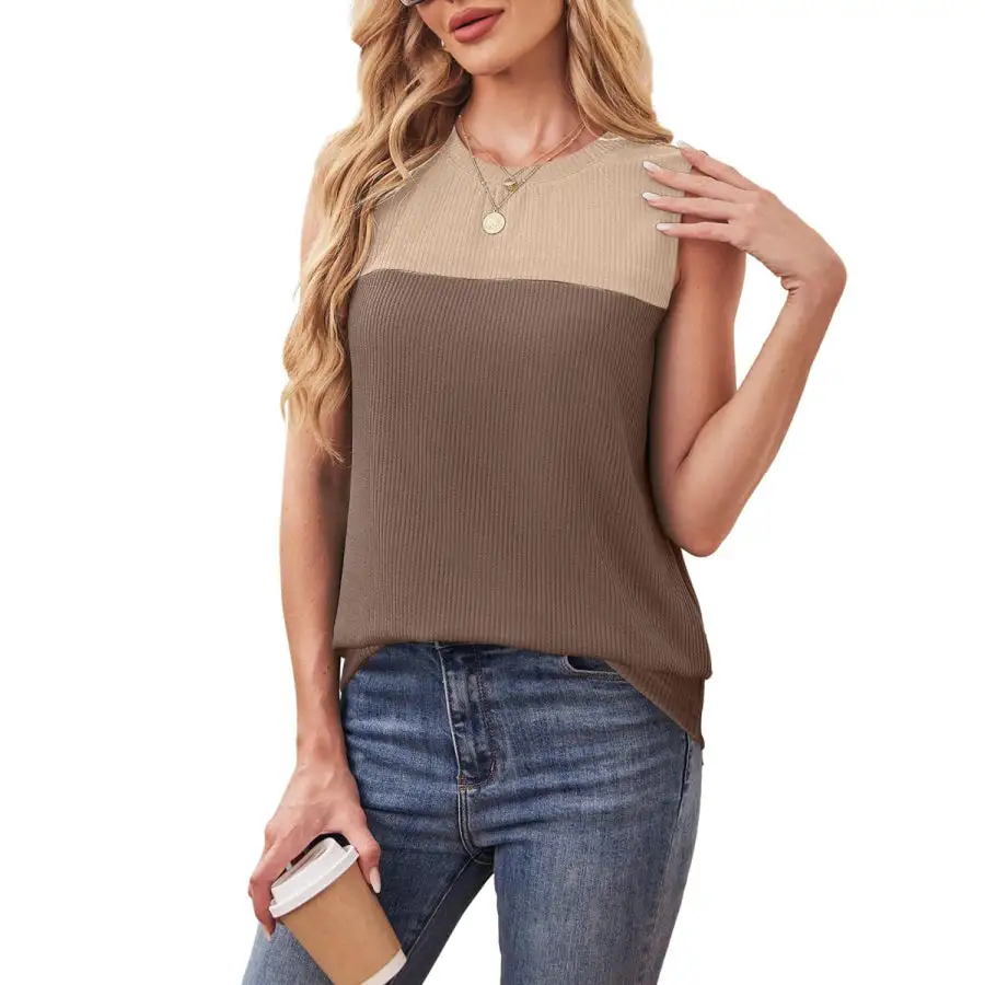 Color Block Round Neck Tank