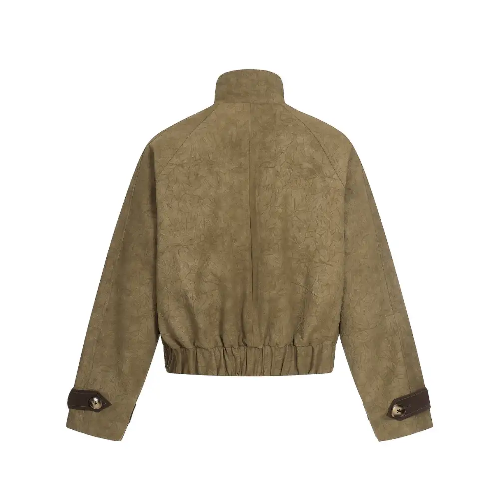 Buckle Collar Leather Jacket