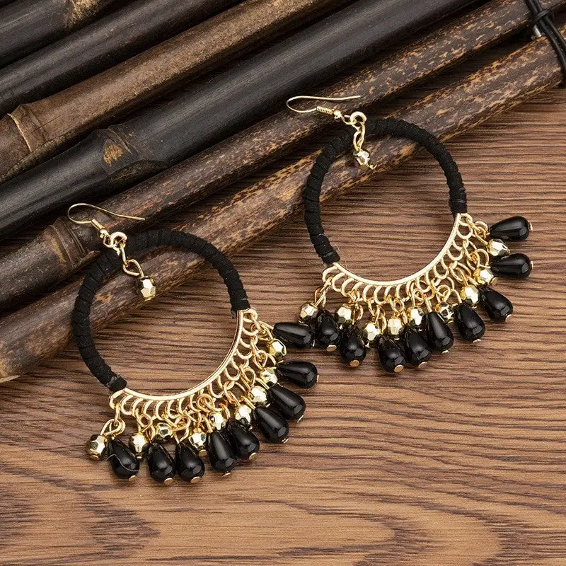 Textured Tassel Drop Earrings