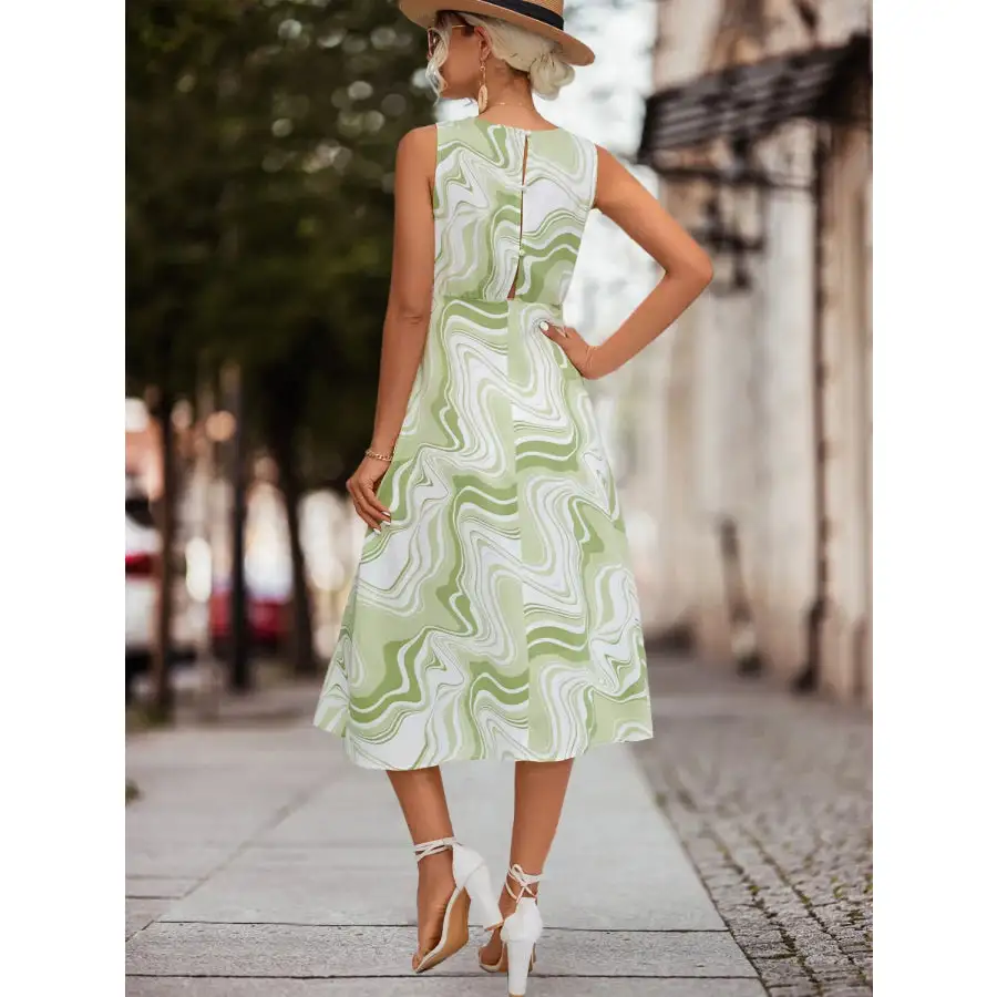 Everyday Printed Sleeveless Midi Dress