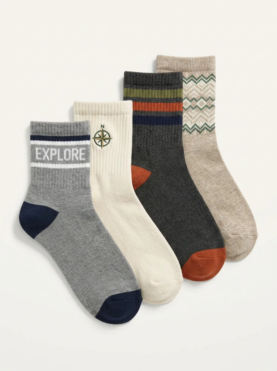 Compass Outdoor Adventure Men's Four-Pair Long Socks