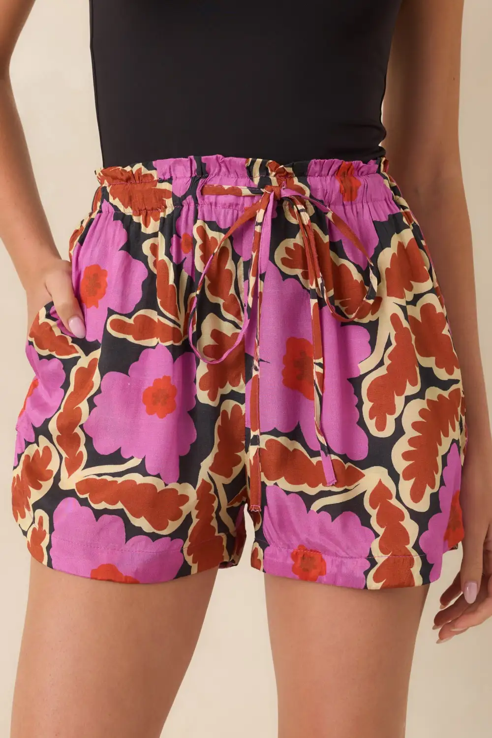 Drawstring Floral Shorts