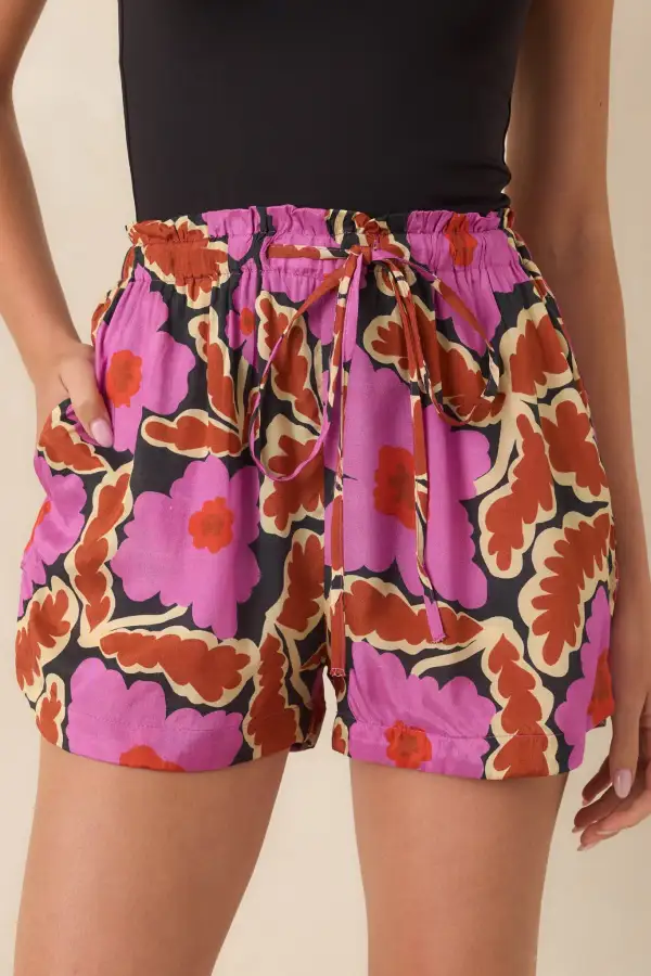 Drawstring Floral Shorts