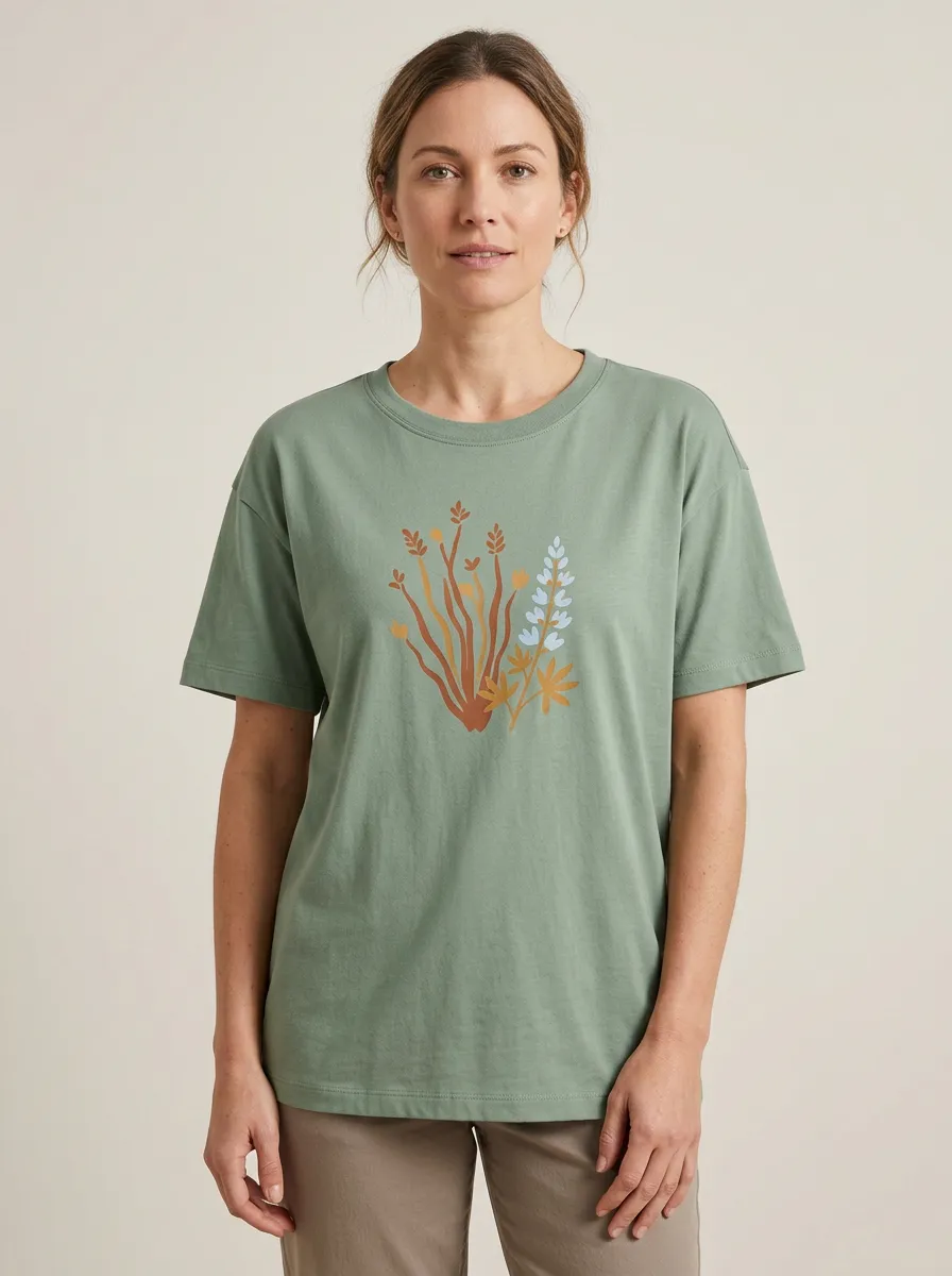 Women's Botanical Wildflower Graphic Crewneck T-Shirt