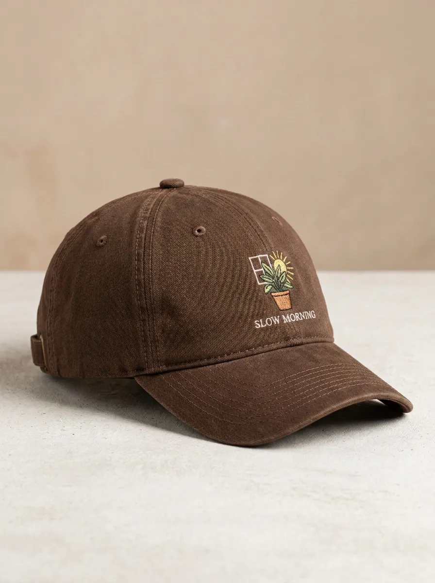 Modern Plant-Lover Slow-Morning Printed Potted-Plant Unisex Baseball Cap