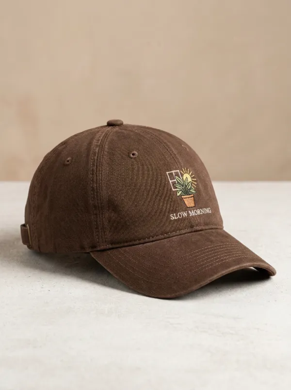 Modern Plant-Lover Slow-Morning Printed Potted-Plant Unisex Baseball Cap