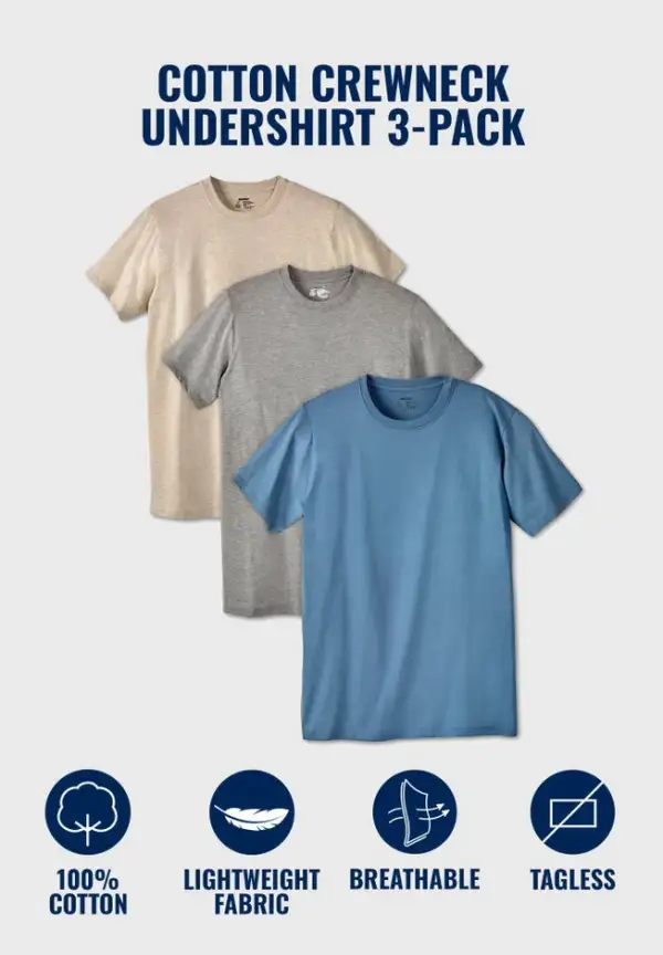 3-Pack Cotton Crewneck Undershirt