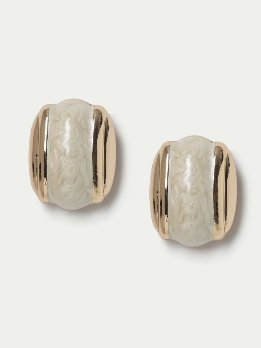 White Gold Patterned Earrings
