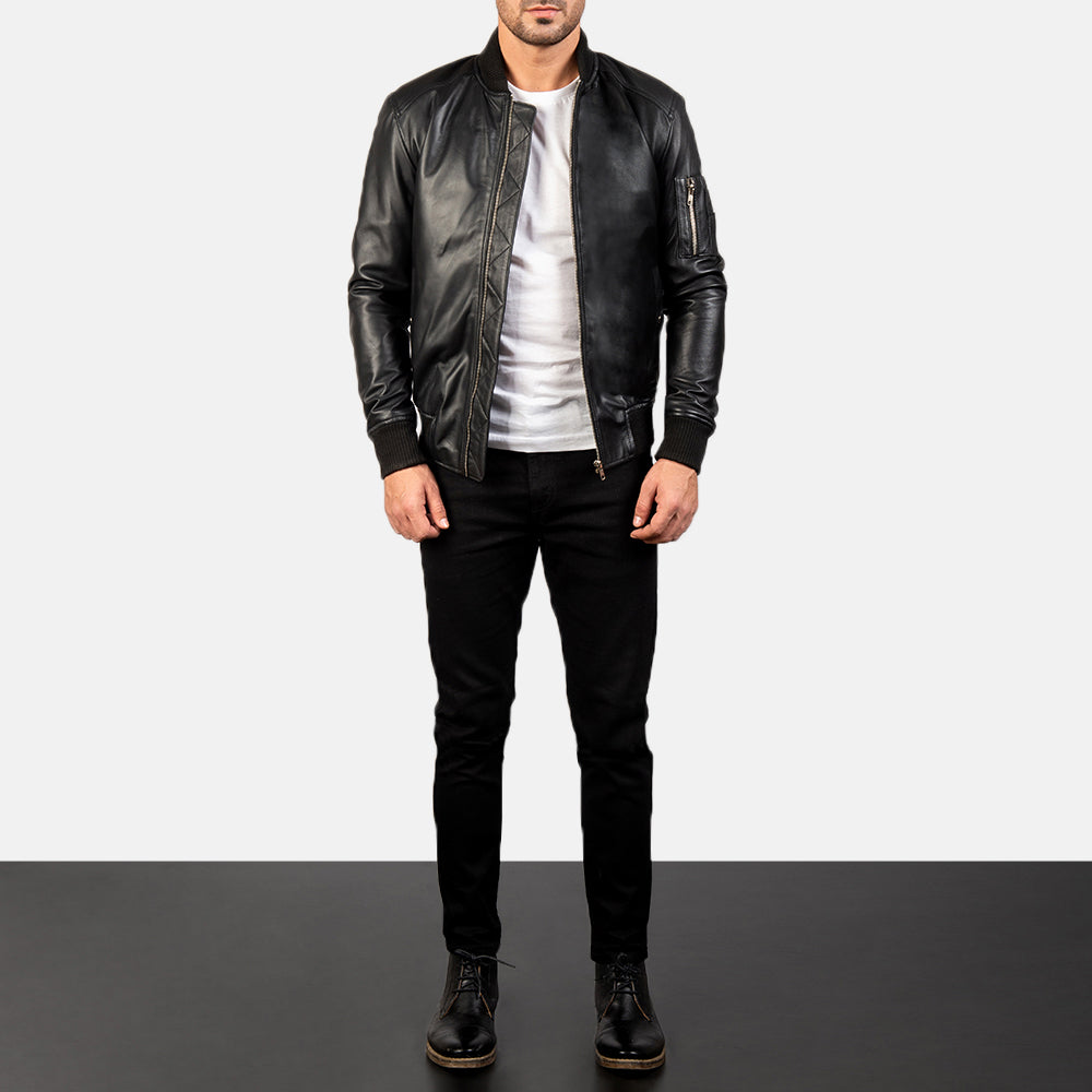 Men's Refined Bomber Leather Jacket