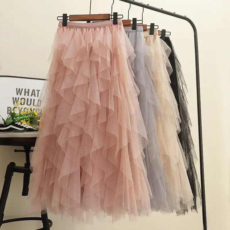 Comfort Irregular Multi-Layer Mesh Skirt