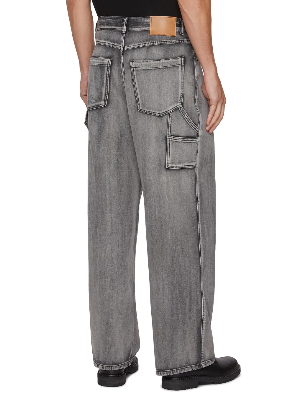 Simple Straight-Cut Comfort Grey Cottom Jeans