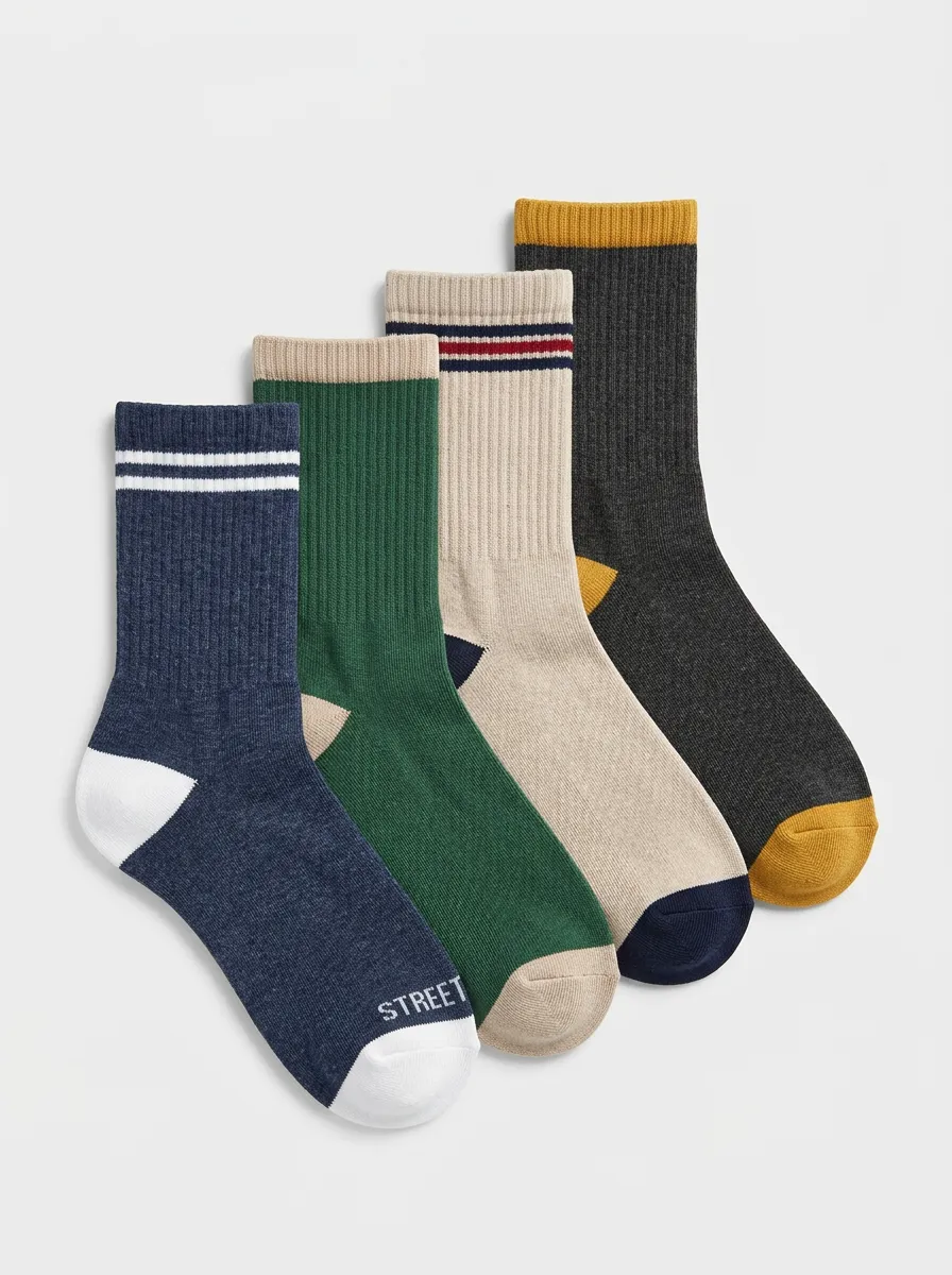 Classic Striped Four-Pair Casual Socks