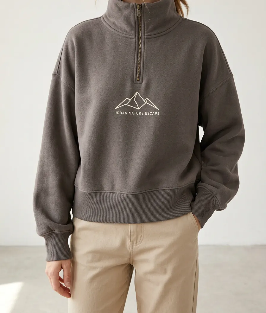 Women's Urban Nature Escape Mountain Printed Quarter Zip Sweatshirt
